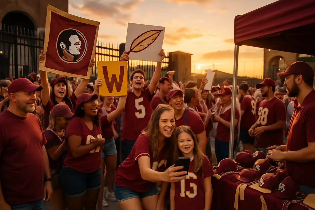 FSU Miami logistics planning with fans walking near a college football stadium