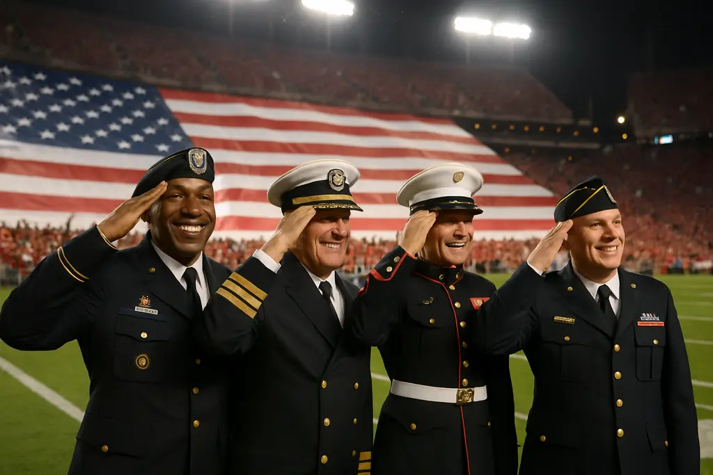 Military Appreciation Game crowd at Doak Campbell Stadium honoring veterans before kickoff
